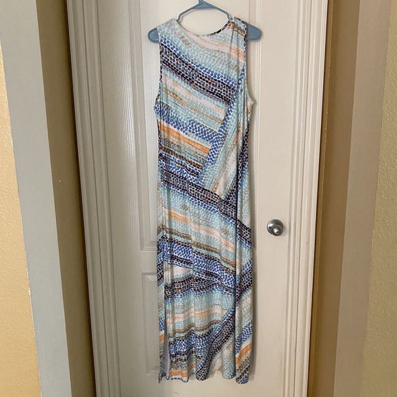 Chico's Dress Womens Size 2 Large Pebbled Waves Maxi Sleeveless Stretch - Picture 3 of 7